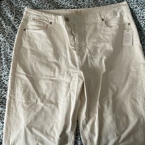 Plus Eloquii Wide Leg White Jeans with slit 22 22w NWT